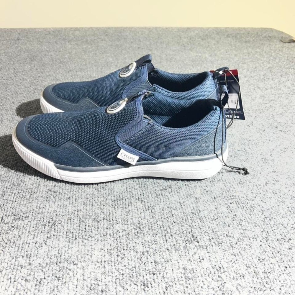 Chaps Mens Navy Blue Mesh Memory Foam Slip On Sneakers Size 9